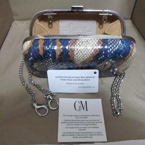 CAROLINE DE MARCHI AYES BLUE OPTIONAL SNAKE CHAIN LINK MINIAUDIERE W/TAG'S